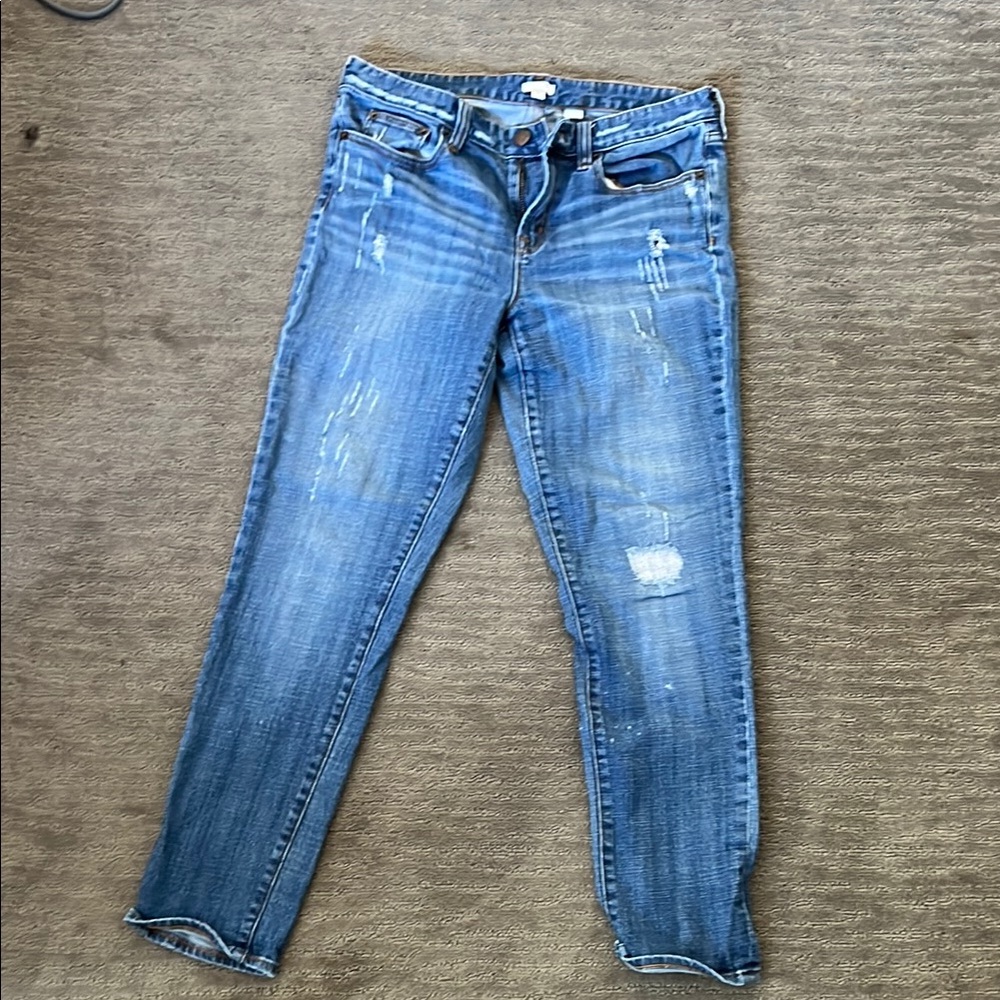J Crew Women's Blue Jeans size 30, hi rise stretch with cute distressing